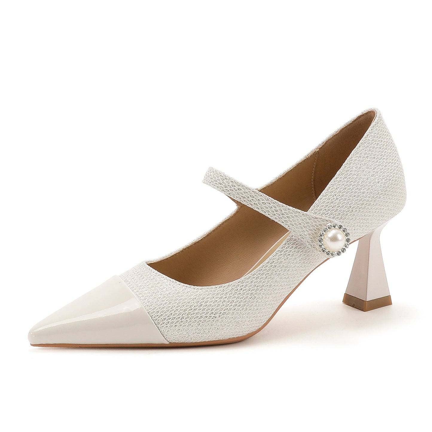 Women's Sheepskin High Stiletto Pointed Stitching Strap Mary Women's Fashion Shoes