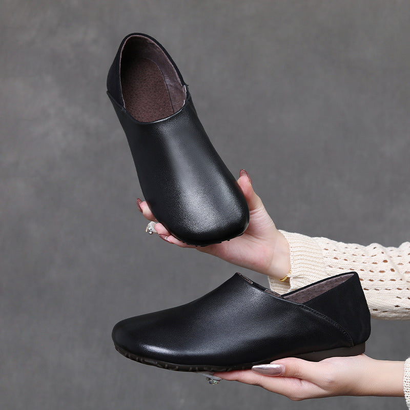 Women's First Layer Cowhide Slip-on Tendon Sole Autumn Mori Style Women's Casual Shoes