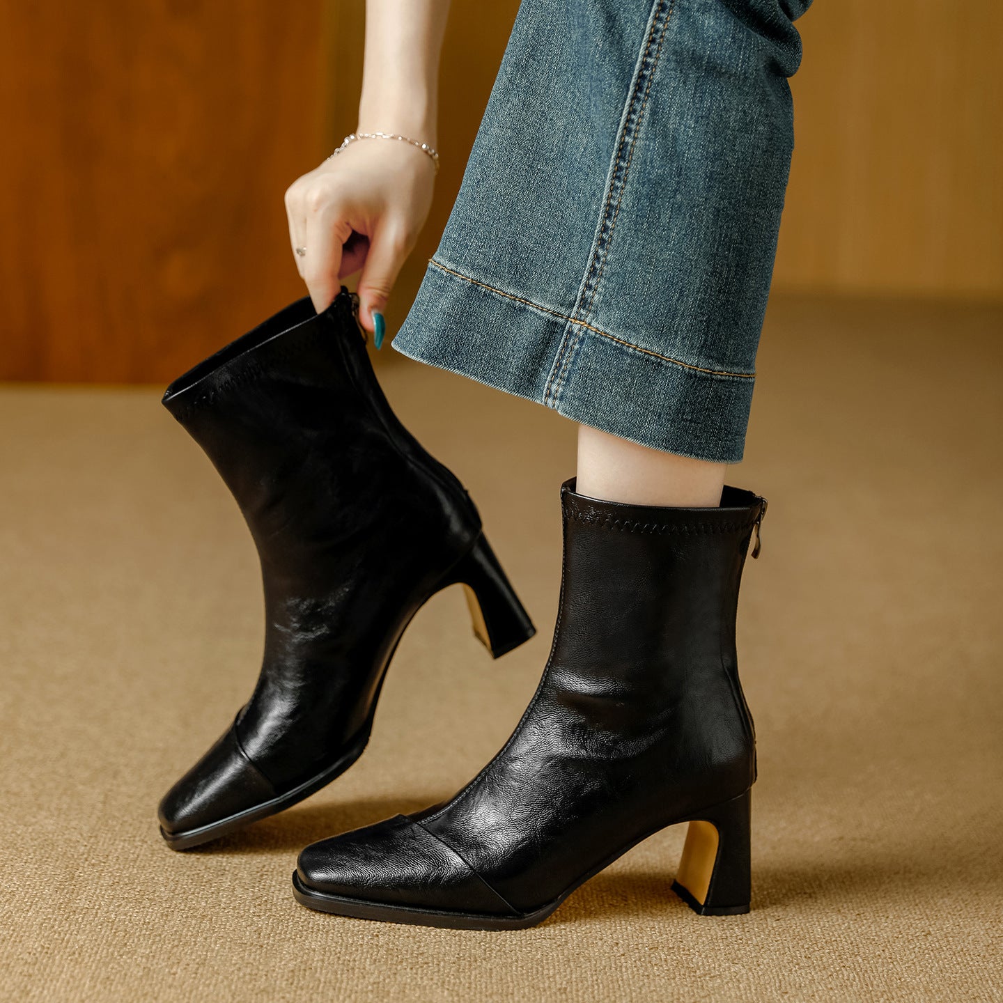 Women's Retro Chelsea Booties High Back Zipper Boots