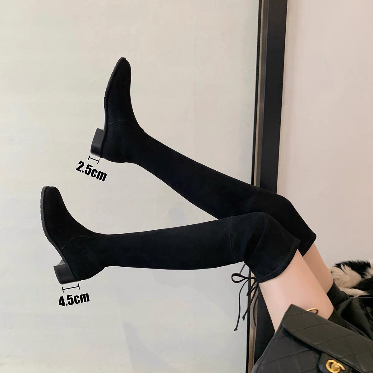 Women's Small Tall Thin Knight Widened Suede Women's Leather Boots