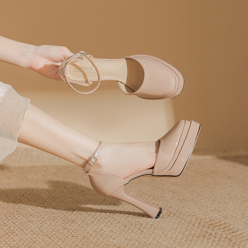 Women's French Mary Jane Wedding Waterproof Platform Sexy High Heeled Sandals