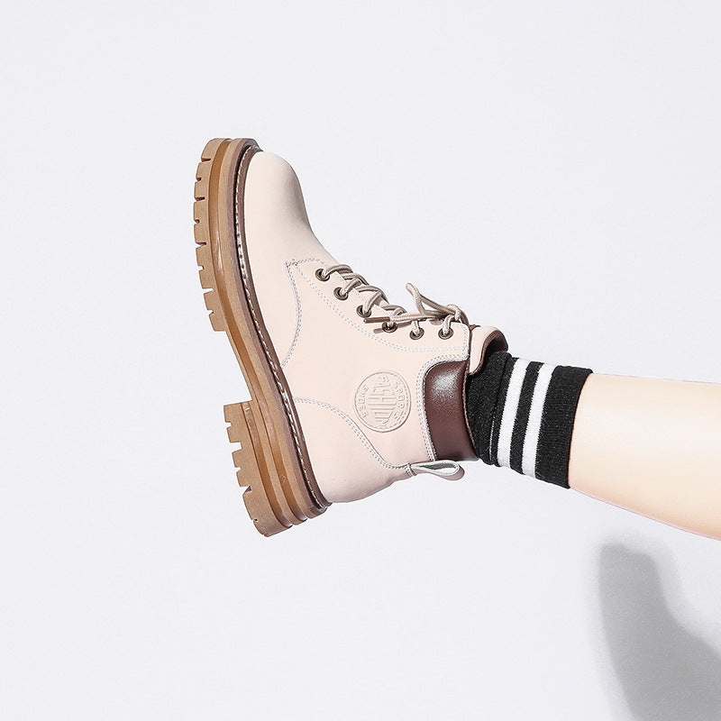 Women's Platform Martin Fashion Big Head Booties Worker Boots