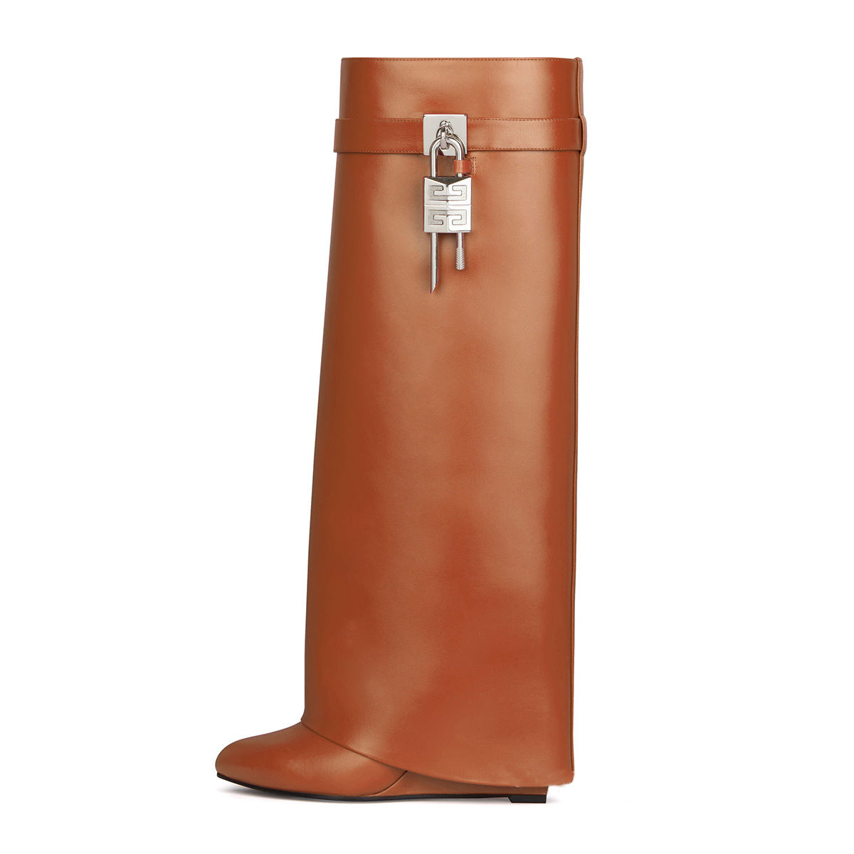 Women's Catch High Tube Pants Wedge Knight Height Increasing Insole Large Women's Leather Boots