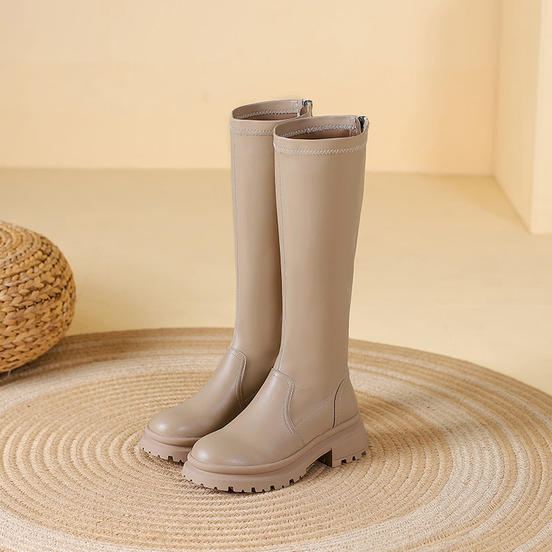 Flat Mouth High Leg Thick Bottom Large Boots