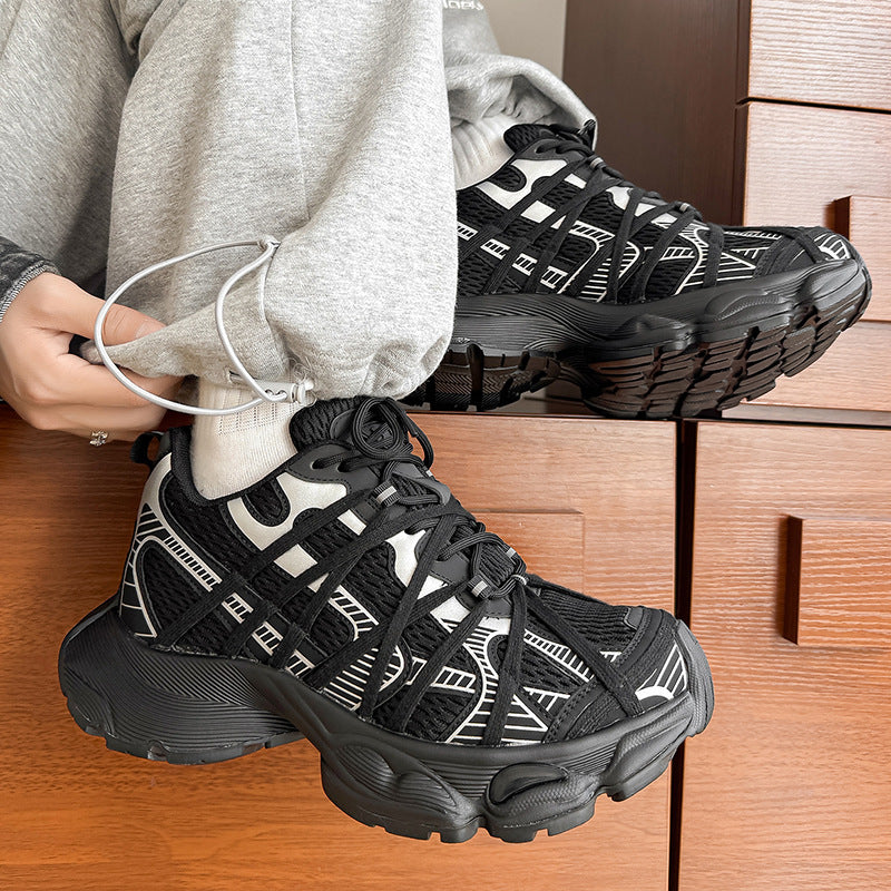 Big Head Thick Bottom Height Increasing Low Top Couple Round Men's Casual Shoes