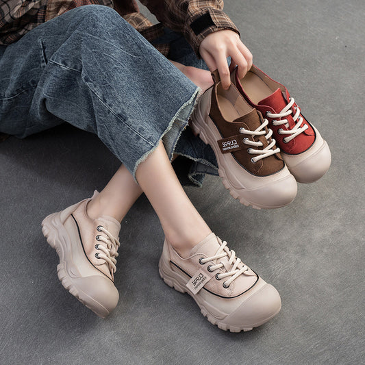 Women's Shu Chun Color Matching Niche Lightweight Pumps Retro Flat Women's Shoes