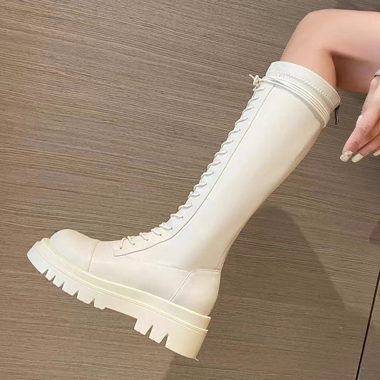 Women's Thick Bottom Tall Knight Small Below Women's Leather Boots