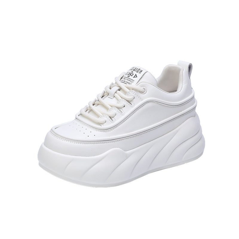Women's Platform White Korean Genuine Elevator Casual Shoes