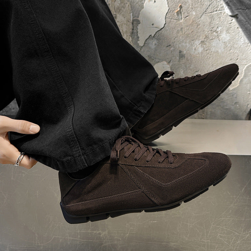 Men's German Training Minimalist Suede Retro Brown High-grade Boxing British Thin Men's Board Shoes