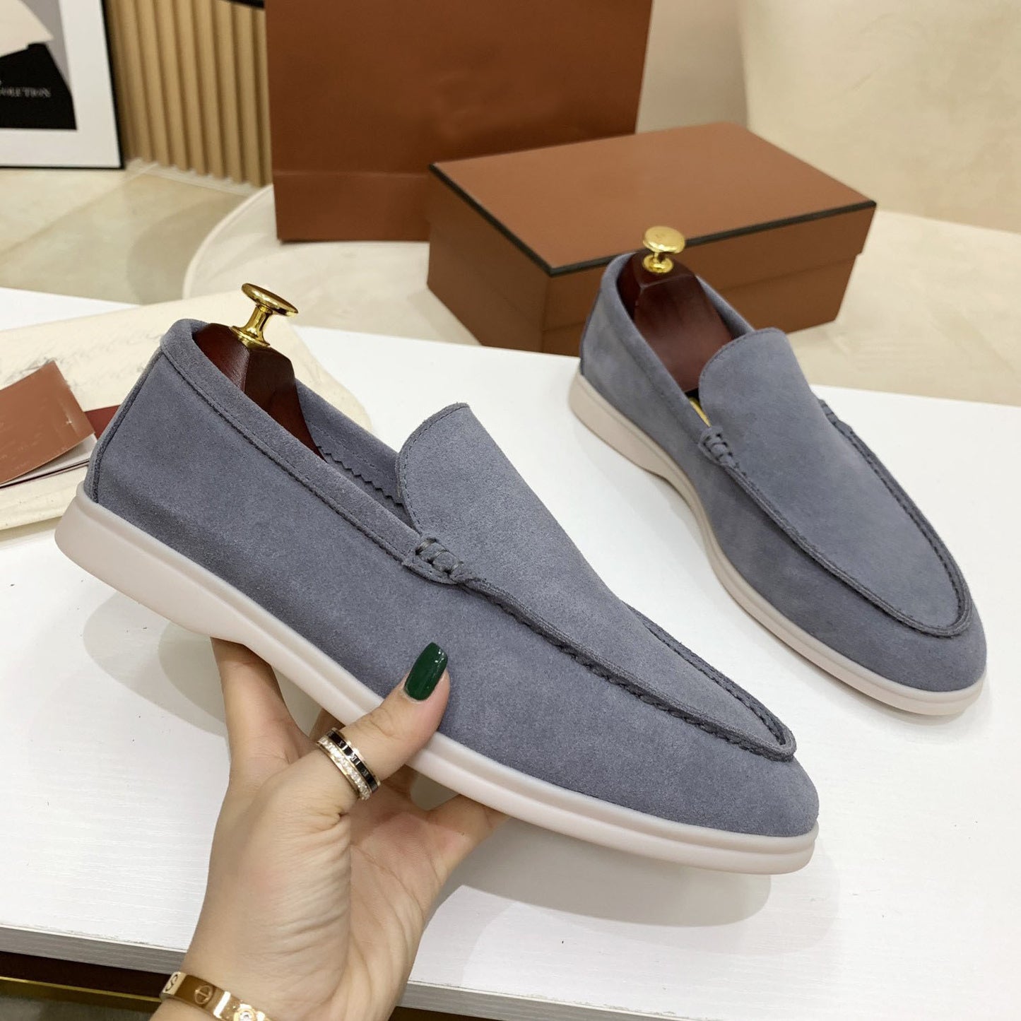 Women's & Men's High Slip-on Sheepskin Flat Large Size Loafers