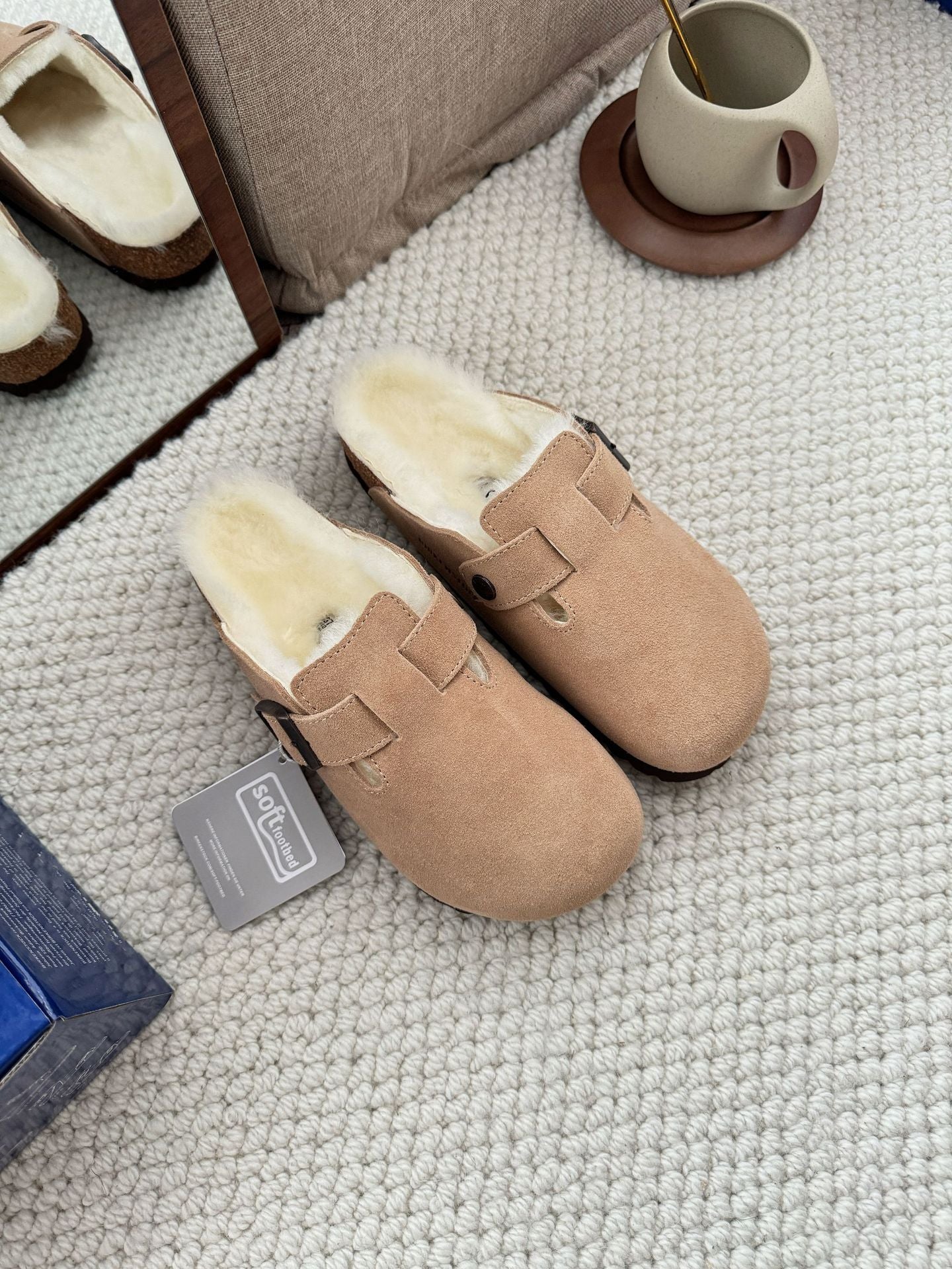 Women's Genuine Flat For Outdoors Fur Integrated Wool Slippers