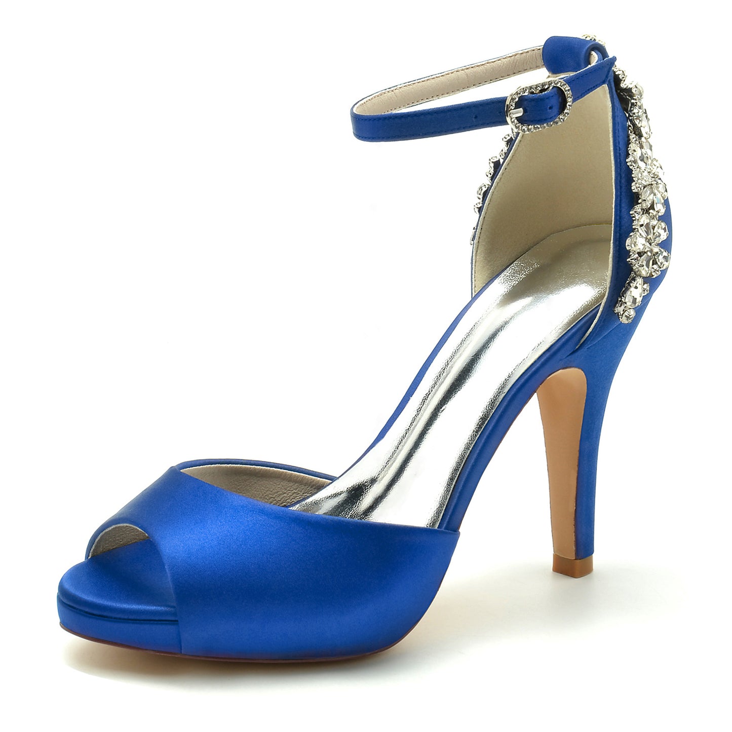 Women's Waterproof Platform Hollow Rhinestone Wristband Wedding Bridal Heels