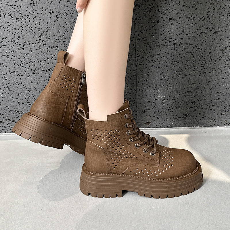 Women's Hollow Martin Genuine Hole Retro Style Boots