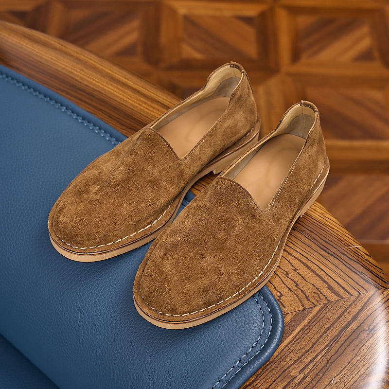 Men's Vintage Handmade Stitching Slip-on Lazy Old Money Style Loafers/doug Shoes