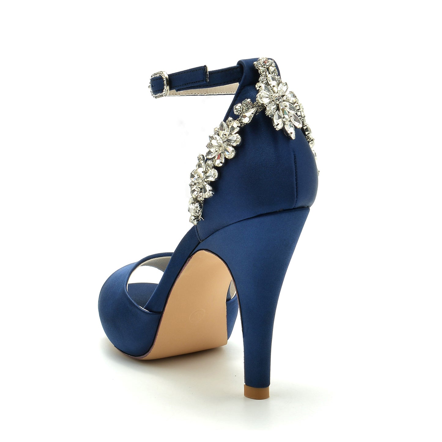 Women's Waterproof Platform Hollow Rhinestone Wristband Wedding Bridal Heels
