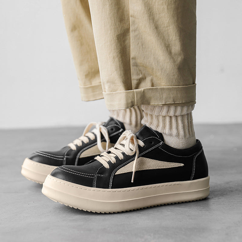 Men's Design Style Surface Dark Black White Low Sneakers