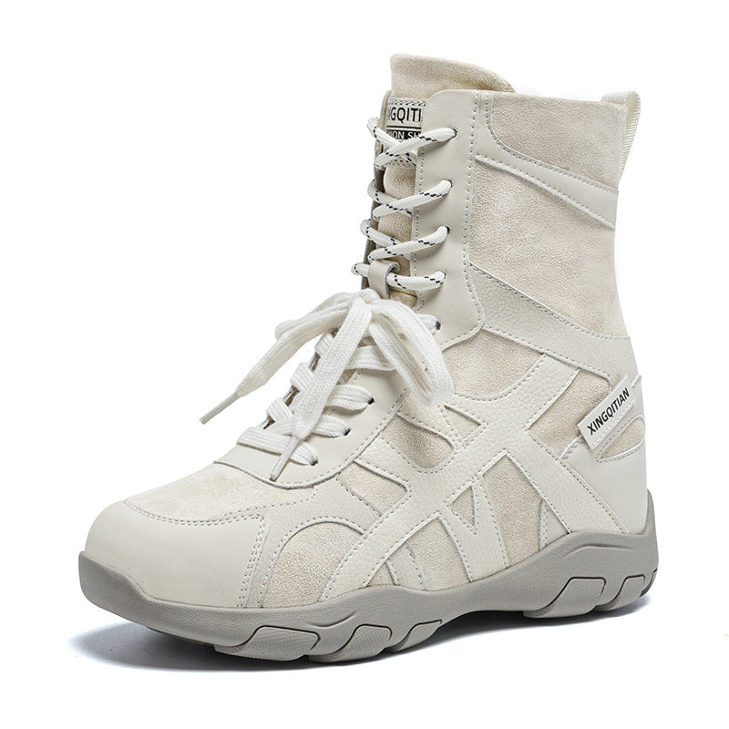 Women's Martin British Ankle Invisible Height Increasing Insole Women's Leather Boots