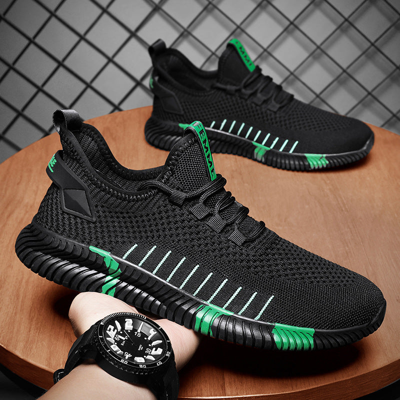 Men's Black Summer Flying Woven Sports Leisure Sneakers