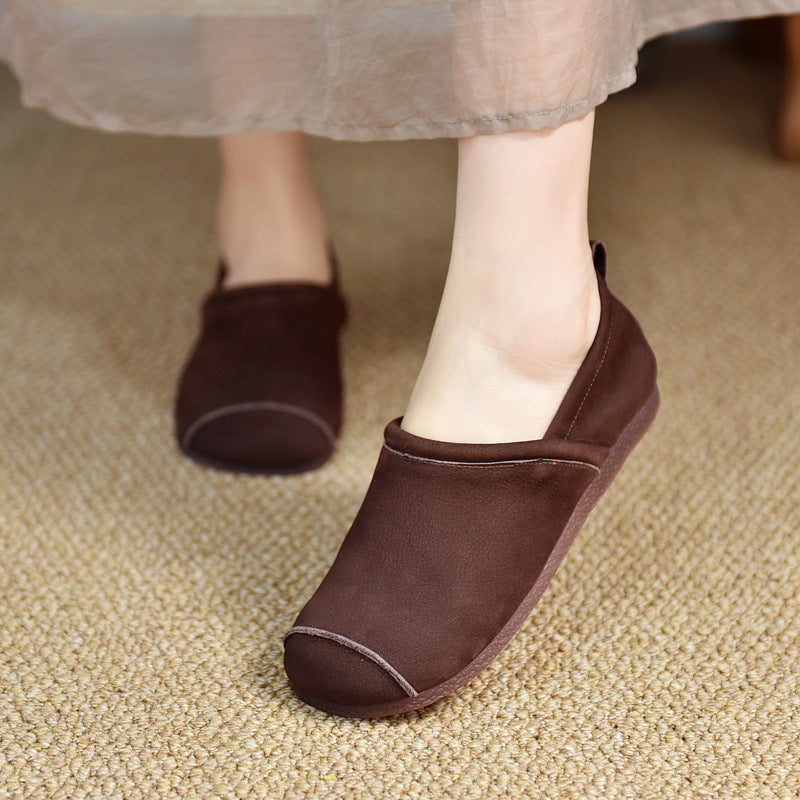Women's Pumps Retro Slip-on Flat Round Toe Women's Shoes