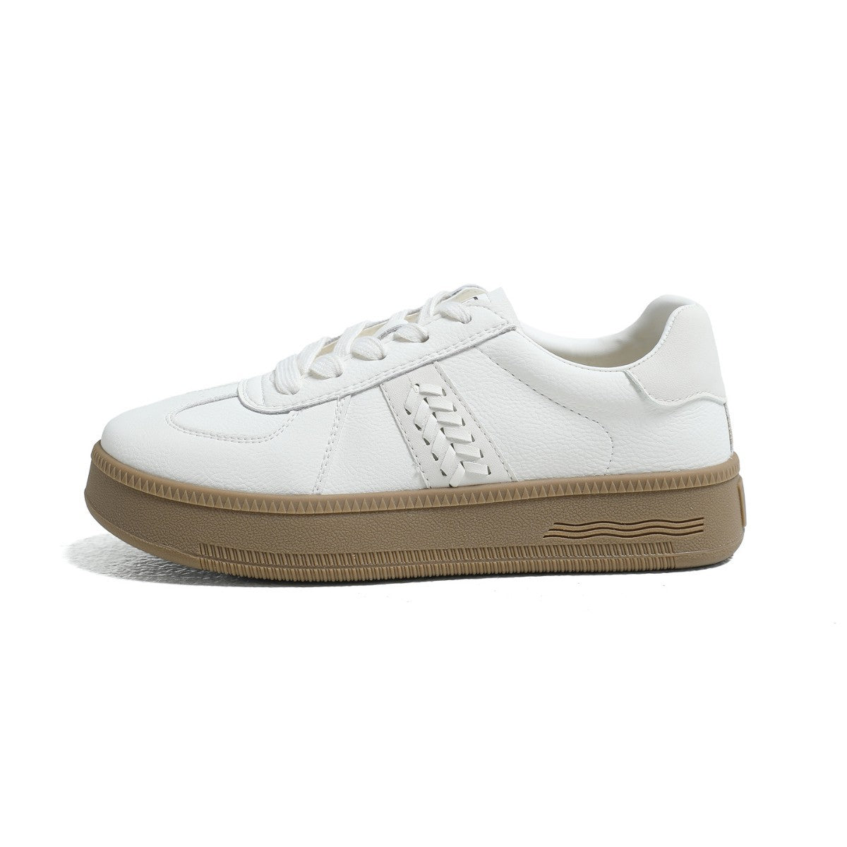 Women's Spring Round Toe Soft Bottom German Training Platform White Women's Casual Shoes