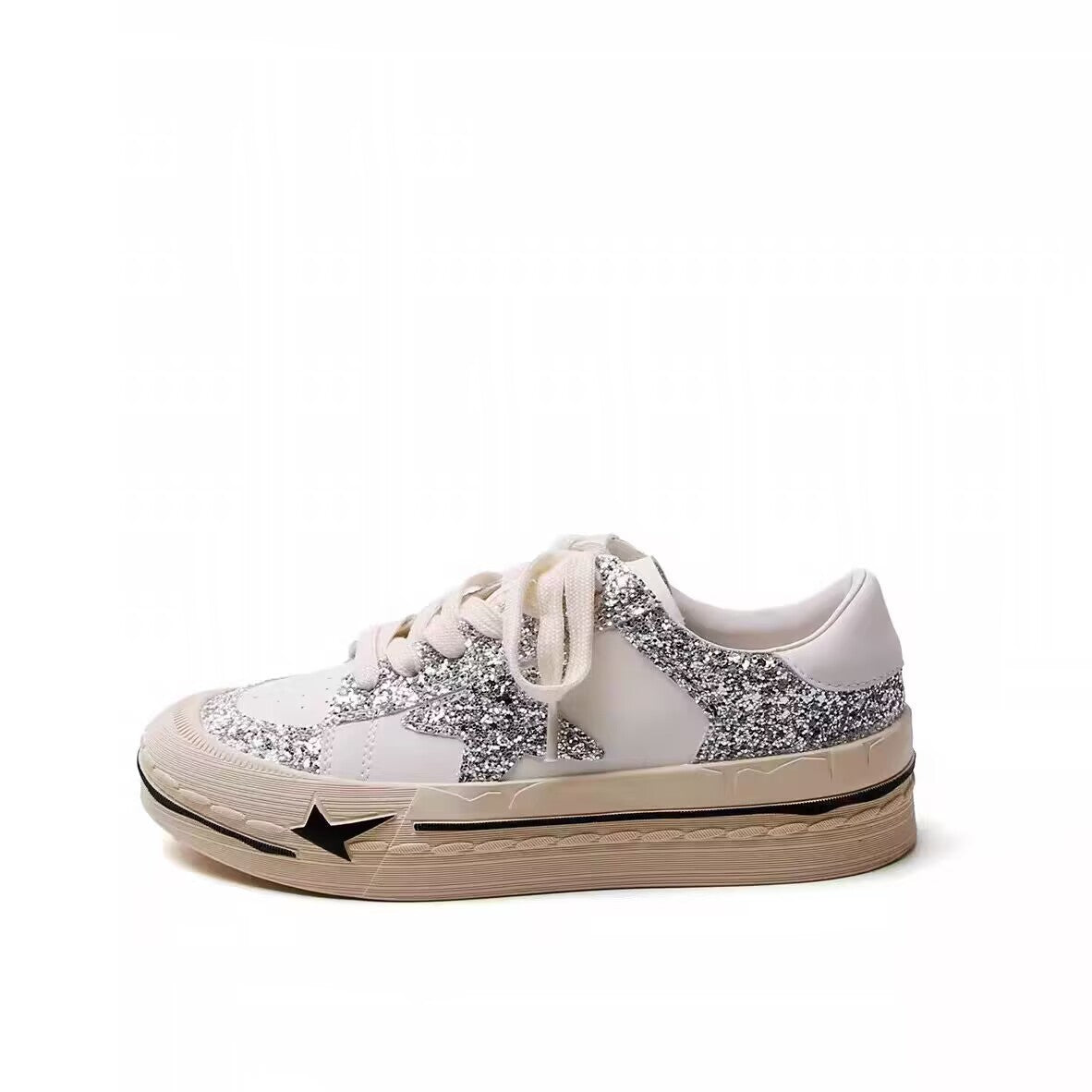 Women's White Retro Distressed Dirty Korean Style Sneakers
