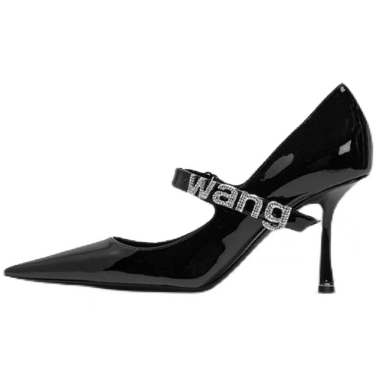 Women's Rhinestone Stiletto Pumps Low-cut High Pointed Women's Shoes