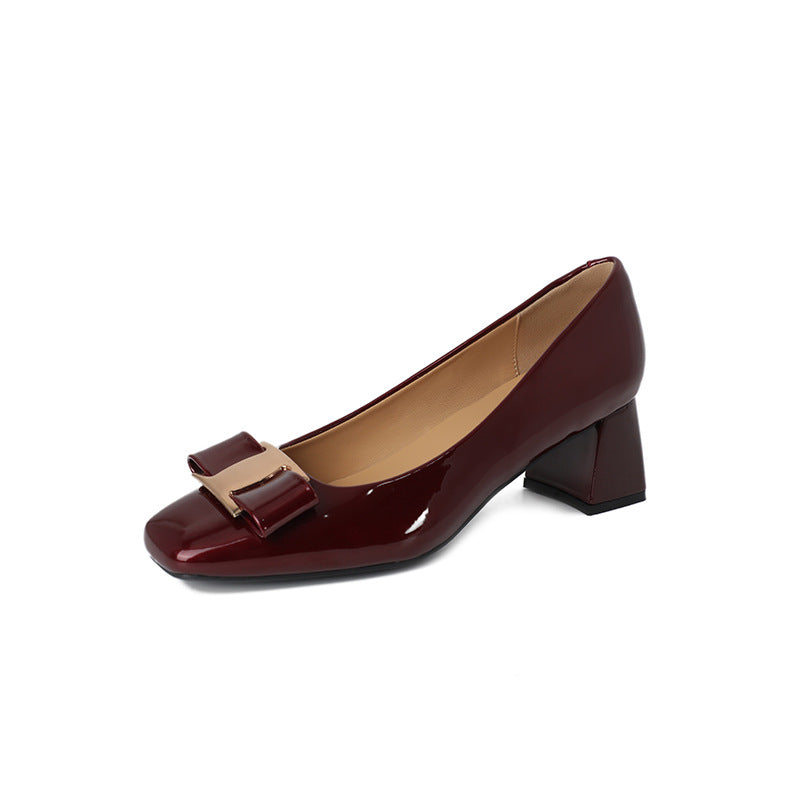 Women's Chunky Pumps Spring Mid Square Toe Low-cut With Skirt Graceful Heels