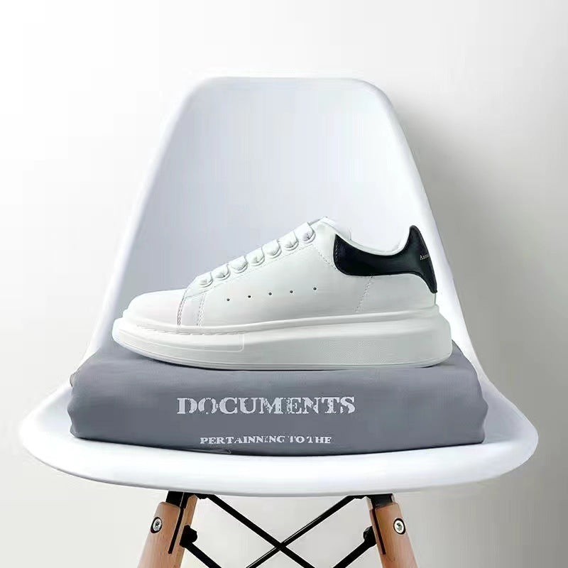 Women's Mcqueen White Platform Height Increasing Insole Genuine Couple Sneakers