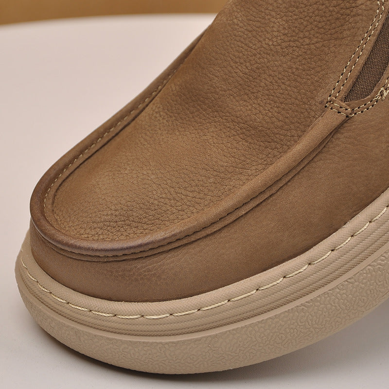 Men's Spring Lightweight Soft Sole Retro Commuter Slip-on Thick Bottom Increased Men's Casual Shoes