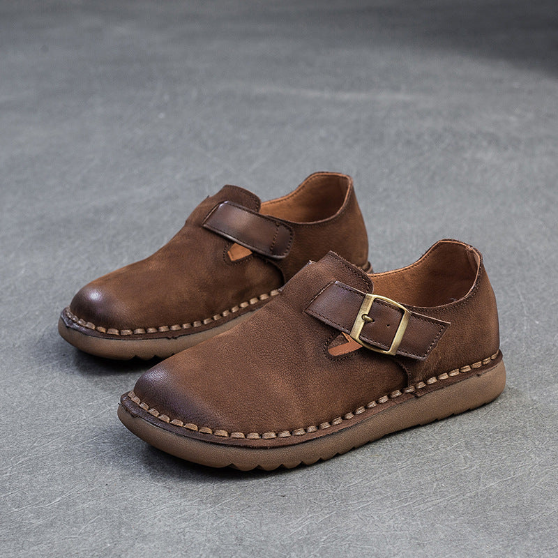 Women's Soft Surface British Style Pumps Sewing Line Casual Shoes