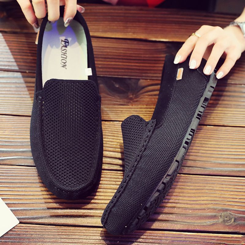 Men's Summer Hollow Korean Style Breathable Trendy Slip-on Soft Men's Casual Shoes