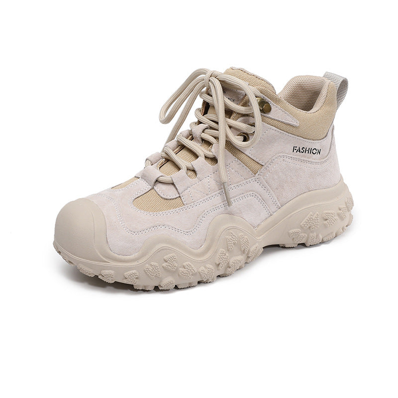 Women's Ankle Genuine Retro Outdoor Hiking Toe Cap Platform Women's Leather Boots
