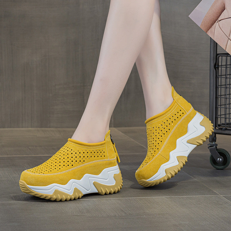 Women's Hole Breathable Platform Elevator Wild Women's Casual Shoes