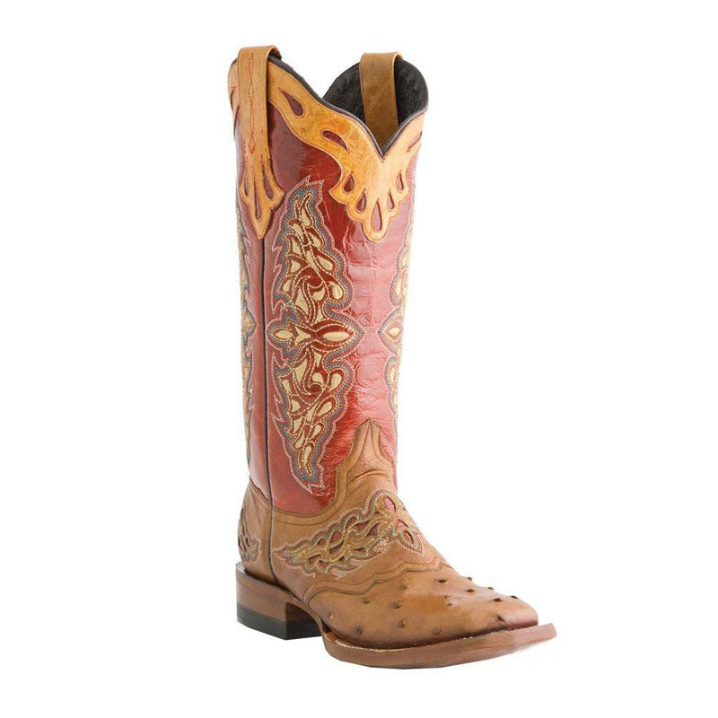 Women's Plus Size Square Toe Chunky Decorative Design Women's Leather Boots