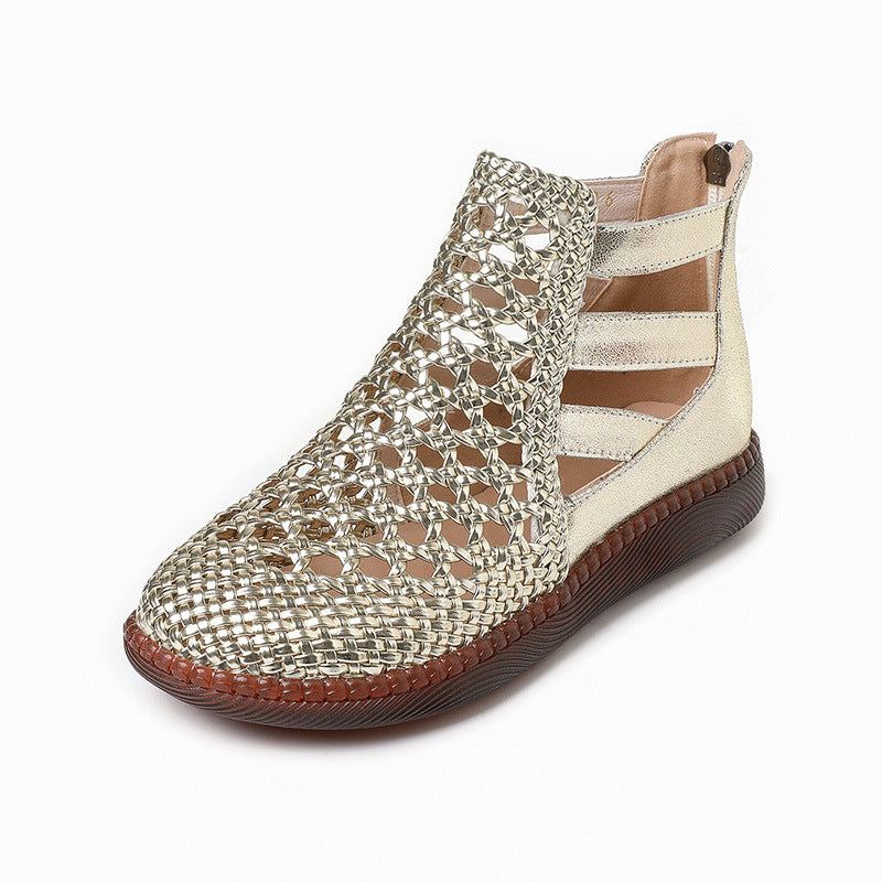 Women's Hollow Out Breathable Hole Pumps Comfortable Flat Soft Heels