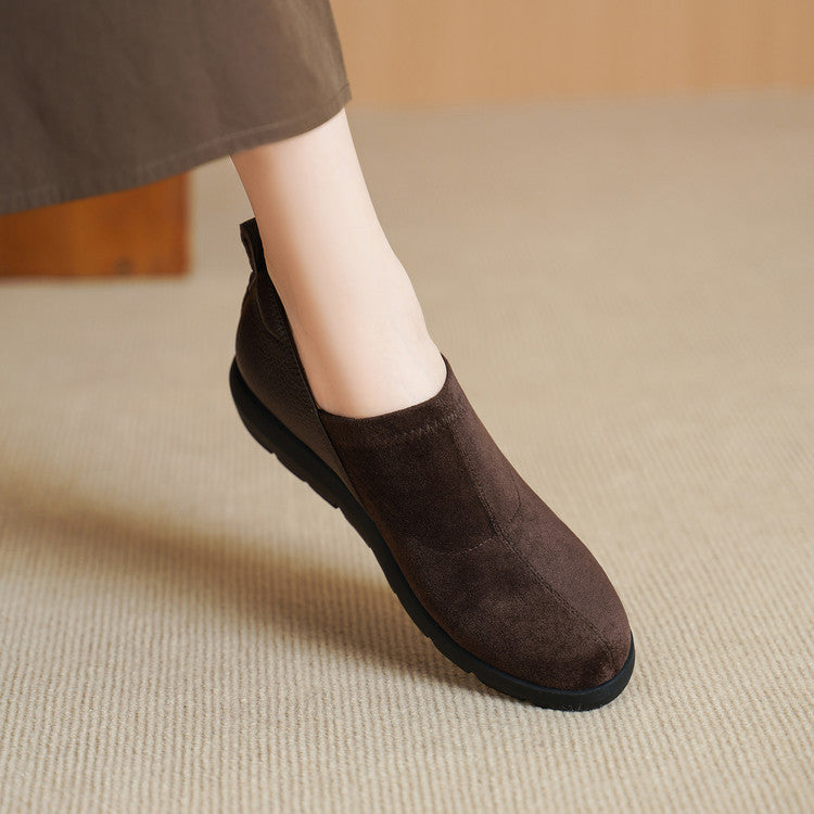 Women's Round Toe Thick Bottom Platform Vintage Suede One Women's Fashion Shoes