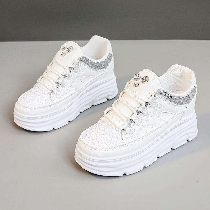 Hidden Platform Solid Color Breathable Skate Sneakers