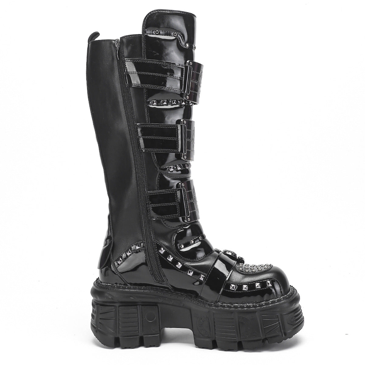 Shooting Metal Motorcycle Punk Tooling Rock Women's Leather Boots