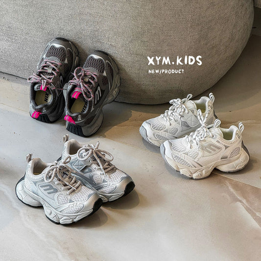Children's Fashionable Brushed Letters Lightweight Breathable Boys Children's Sports Shoes