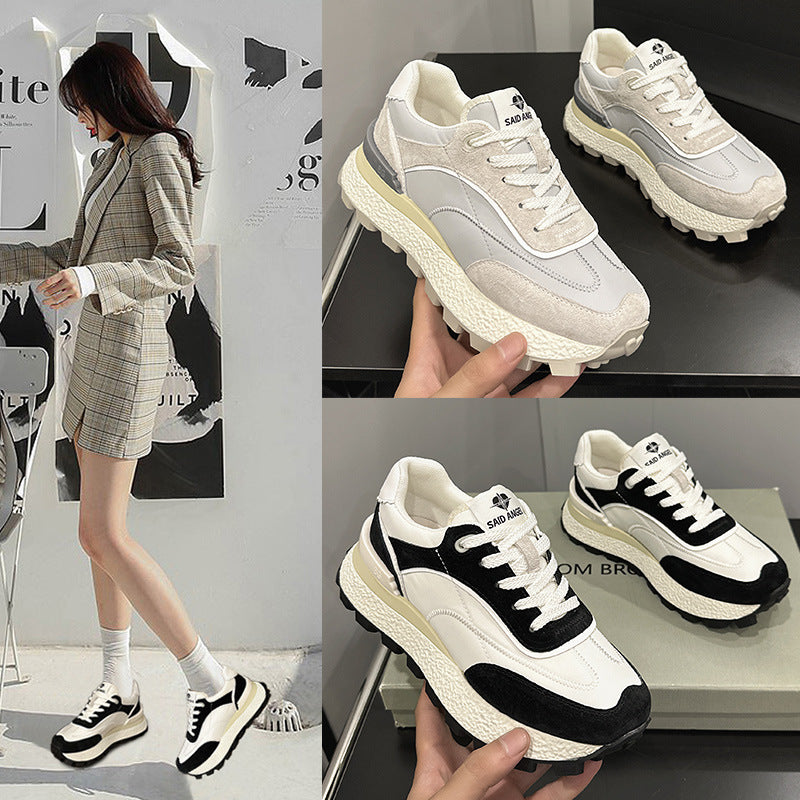 Women's Waffle Summer Retro Easy Matching Small Height Increasing Sports Women's Casual Shoes