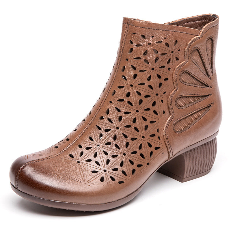 Women's Thick High Retro Ankle Breathable Hole Women's Shoes