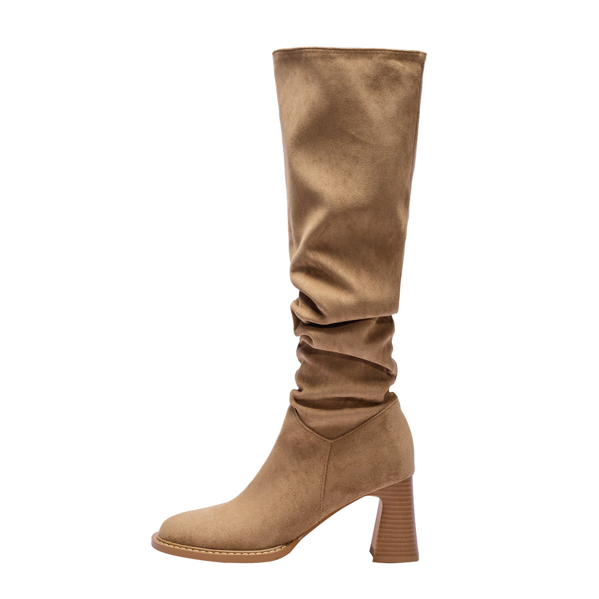 Women's Winter Suede Small Long Pile Style High-heel Boots