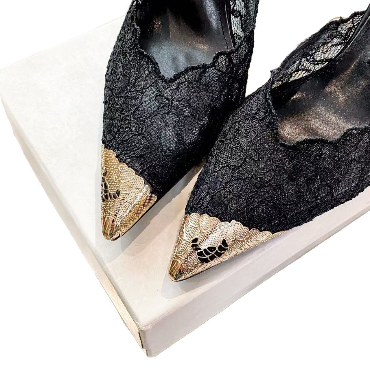 Lace Low-cut Fashion Sexy Fairy Style Metal Heels