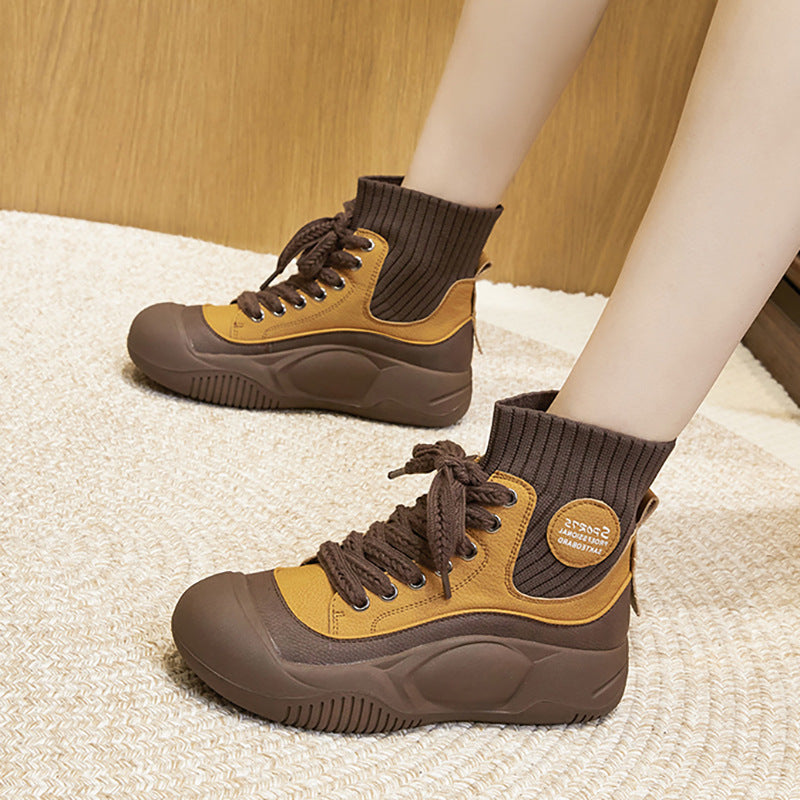 Women's Retro Daddy Elastic Flying Woven Women's Casual Shoes