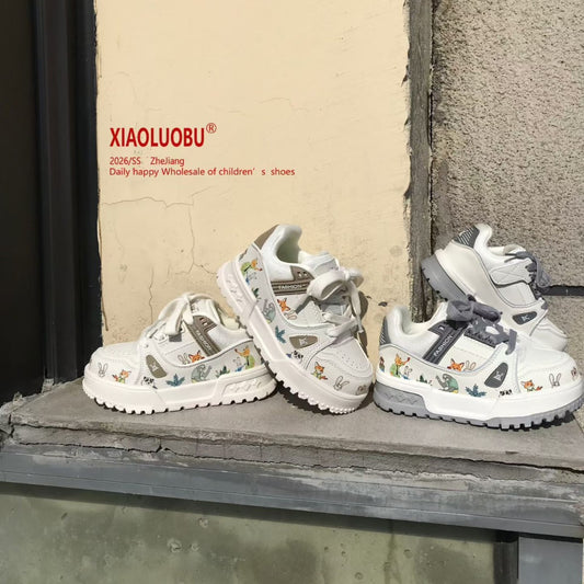 Spring Boys Cartoon Printed Platform Bread Children's Sports Shoes