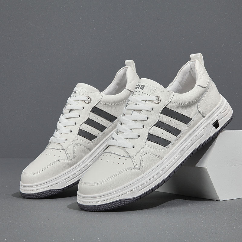 Men's Layer Cowhide Summer White Genuine Sports Sneakers