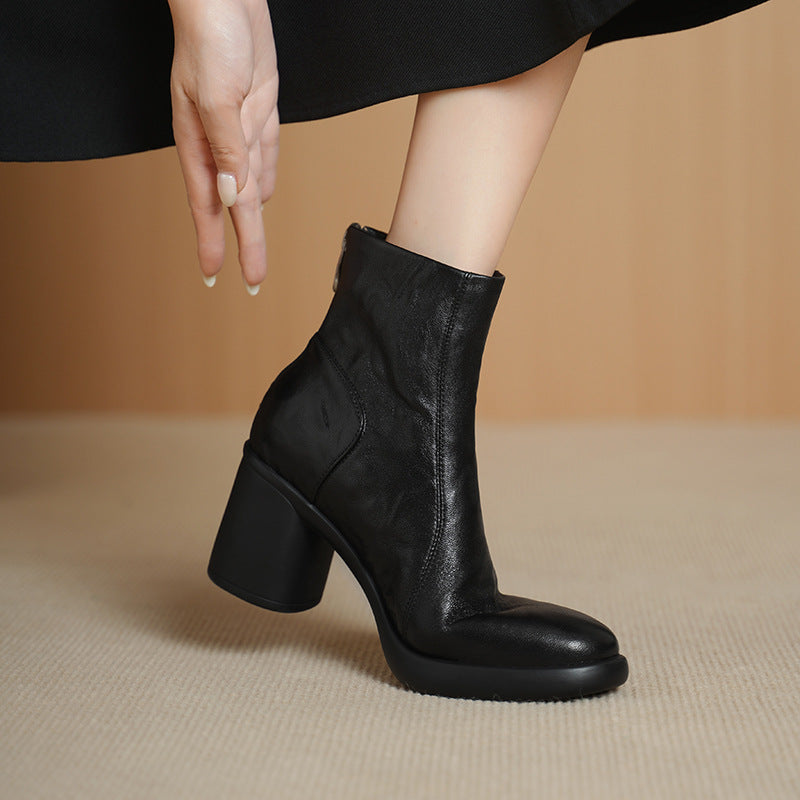 Women's Style Soft Sheepskin Short High Chunky Winter Plus Veet Genuine Boots