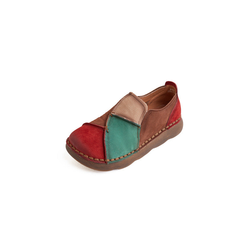 Ethnic Style Vintage Genuine Handmade Soft Bottom Surface Flat Women's Casual Shoes