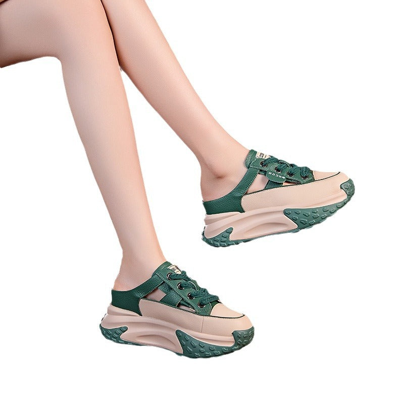 Women's Outer Wear Summer Versatile Thick Bottom Mesh Slippers