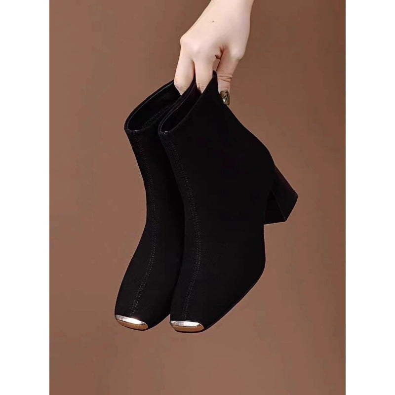 Women's Withdraw From Cupboard Temperament Square Toe Women's Leather Boots